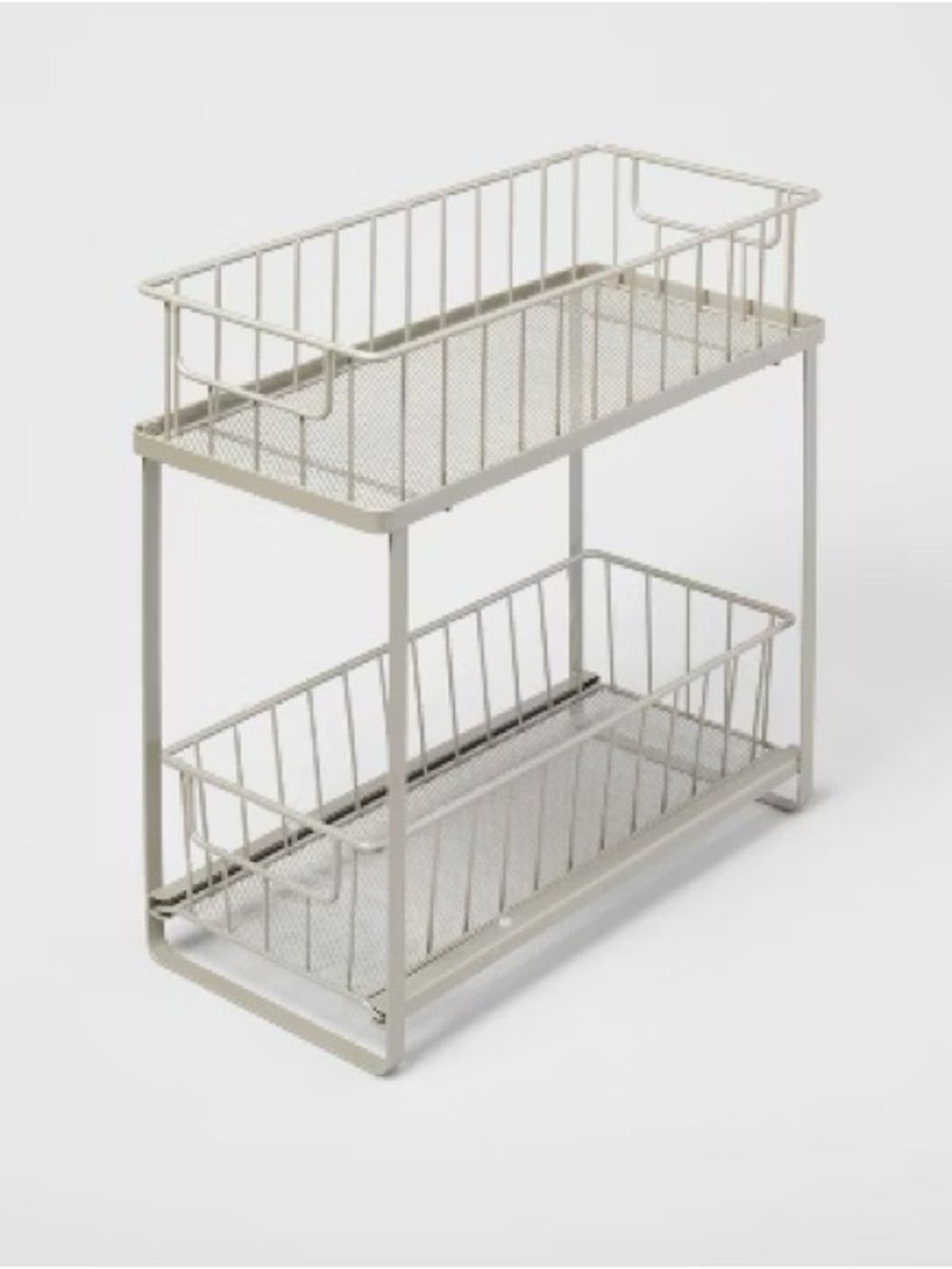 Brightroom Two-Tier Metal Storage Basket Shelf in Gray - Maximize Storage Space